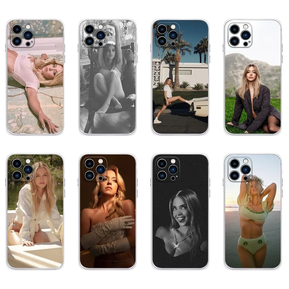 S-Sydney Sweeney Phone Case  For IPhone 15,14,13,11,12 Pro Max Mini X XR XS 7,8 Plus SE Transparent Cover