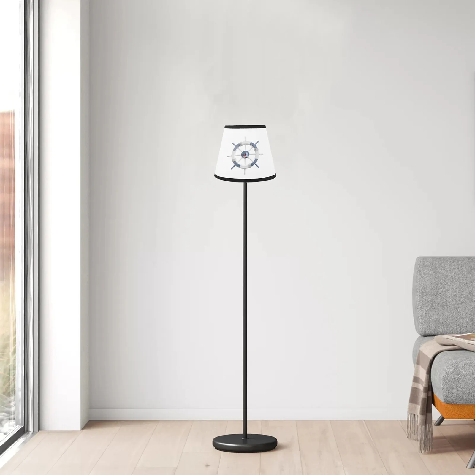 

Простой тканевый абажур с принтом руля (1 шт.) для гостиной, спальни, отеля. Декоративный светильник с легкой установкой.