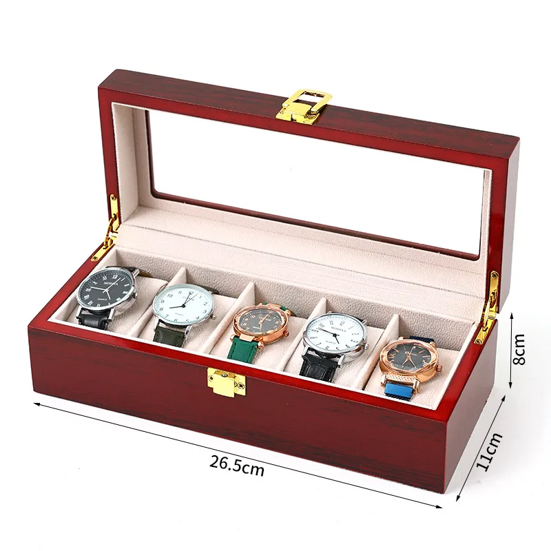 2/3/5/6/10/12 Grids Luxury Wooden  Watch Holder Box For Men and Women Glass Top Jewelry Organizer Stroge Cases Clock Gifts Boxes