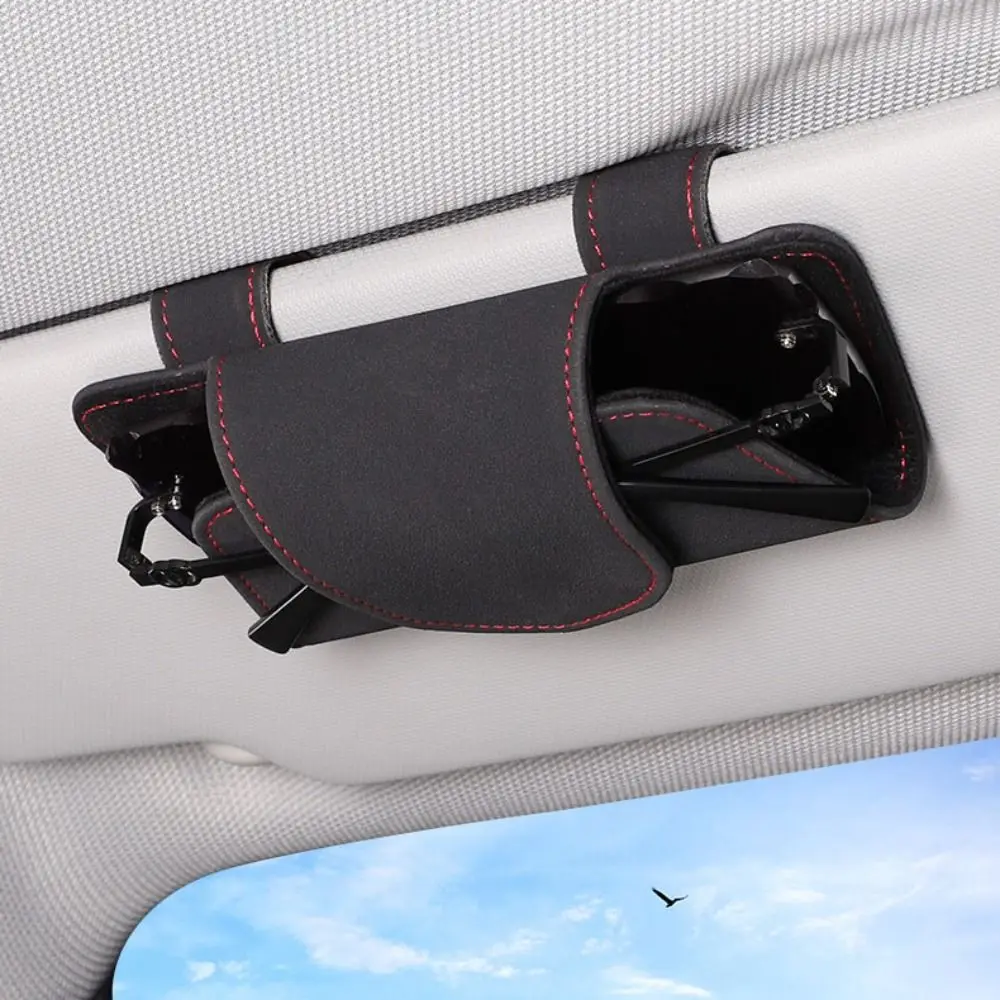 

Leather Car Sunglasses Holder Case Multifunction Universal Sunglasses Holder Clip Stable Ticket Card Organizer