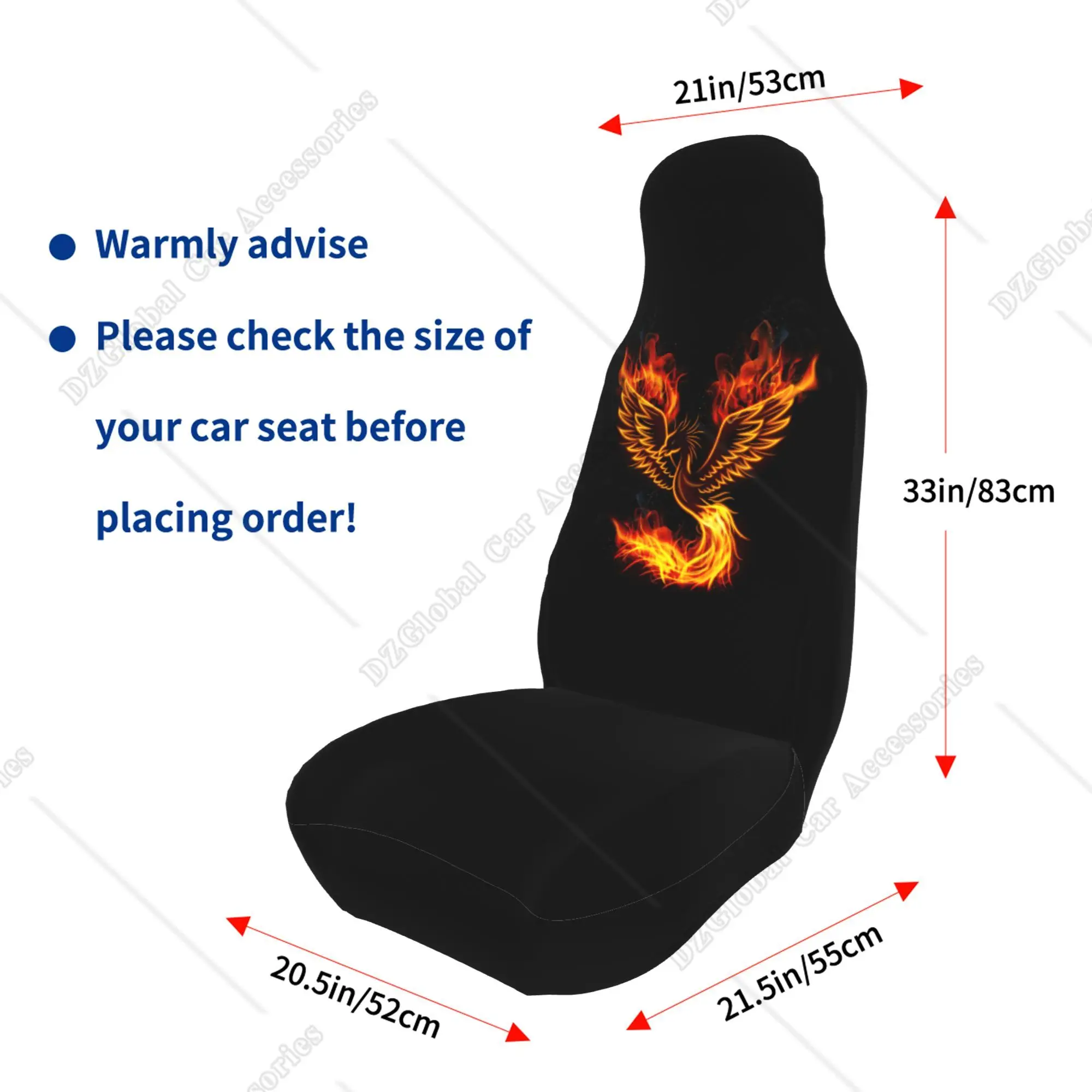 Phoenix Fire Bird coprisedili per auto 2 pezzi Set protezione per sedile anteriore del veicolo accessori interni protezioni coprisedili per auto