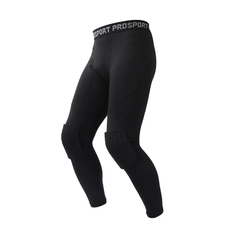 New Honeycomb Anti-collision Sports Pants Men's Basketball Soccer Fitness Tights Quick Drying Knee Protection Sports Pants