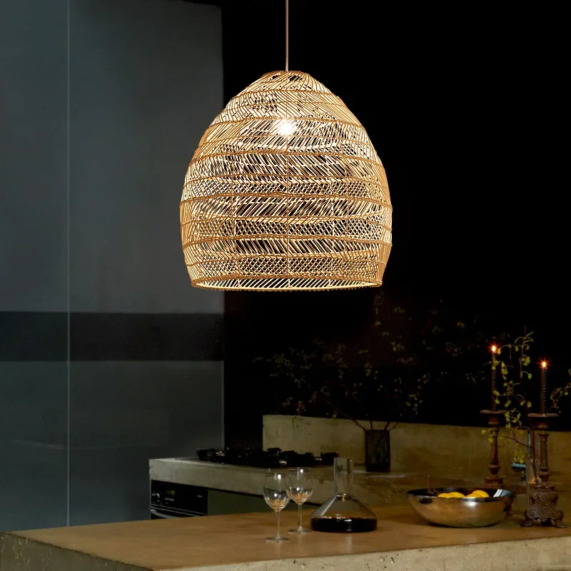 Imagem -03 - Lâmpada Led Rattan Natural Vintage Luz Pendente Lâmpada Pendurada Estilo Chinês Suspensão para Sala de Estar Sala de Jantar Iluminação da Cozinha