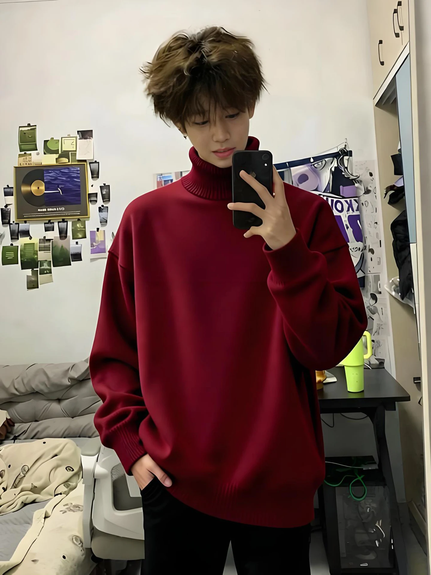 

Мужской вязаный свитер с высоким воротником на флисовой подкладке, теплый, удобный, на молнии, для повседневной носки, зимний, модный, в стиле кэжуал