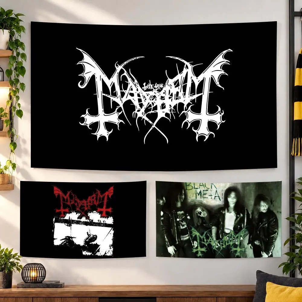 Metal Band M-Mayhem Tapestry Wall Hanging, Suitable For Living Room, Bedroom, Study, Party Home Decor Gift
