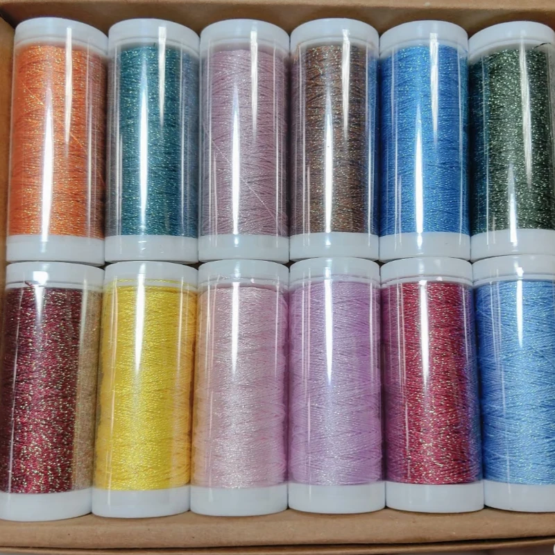 6-strand Starry Sky Thread 12 Color Box Set with Random Flash Gold Handmade Weaving Special 0.4mm Hand Rope DIY Line