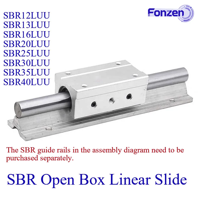Extended SBR Open Linear Slide Bearing SBR12/13/16/20/25/30/35/40LUU Block Type Line Guide Rail Slider