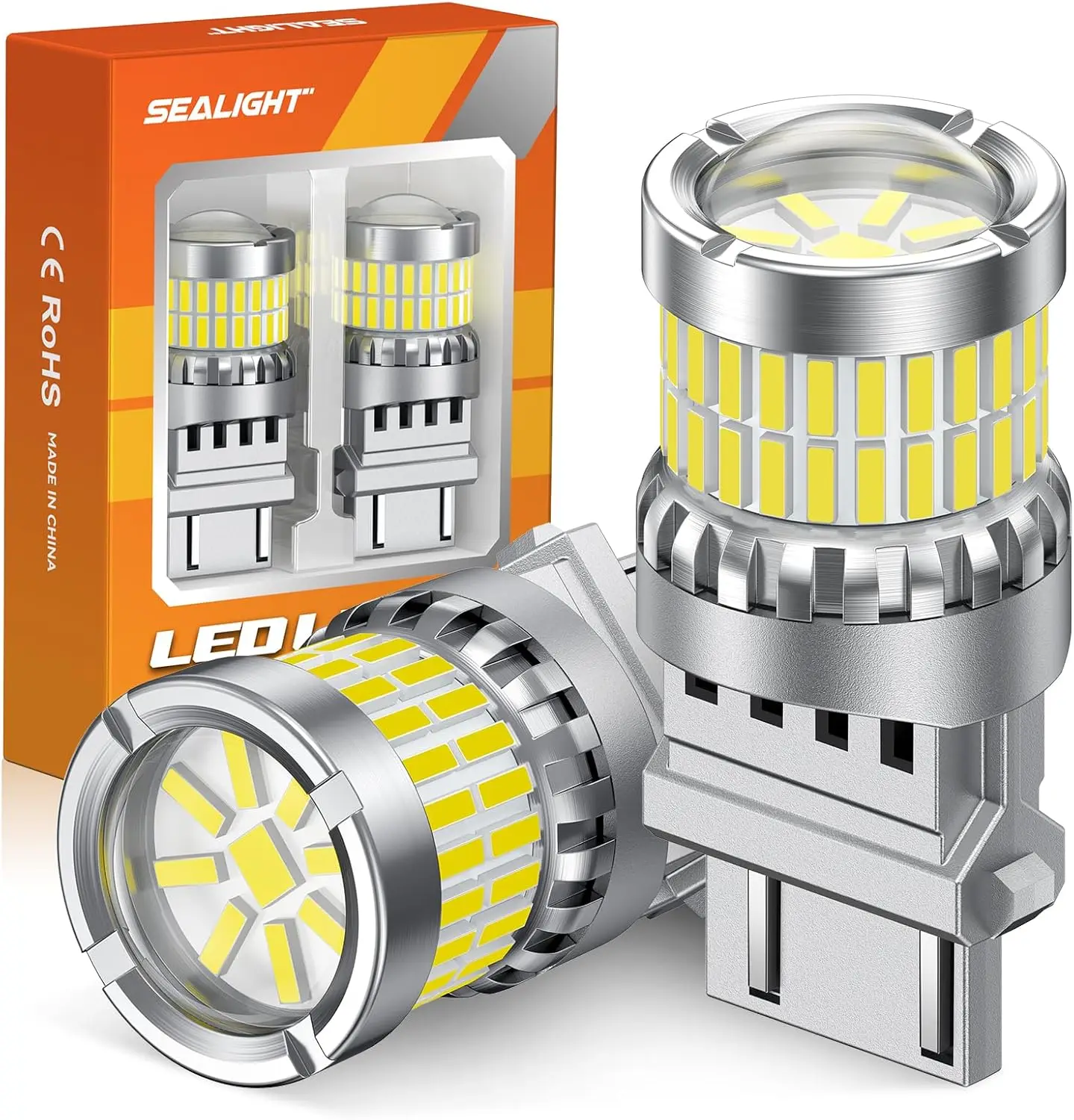 

Сверхъяркие светодиодные лампы 3157 для заднего хода, 700% более яркий белый свет для заднего хода и тормозов, упаковка из 2 шт.