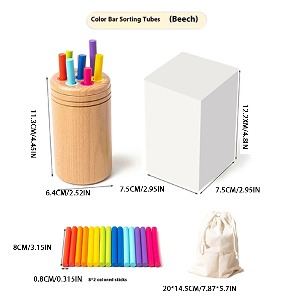 일치 정렬 스틱 균형 장난감 몬테소리 색상 나무 일치하는 장난감 모터 기술 수학 학습 교육 장난감 아이를위한