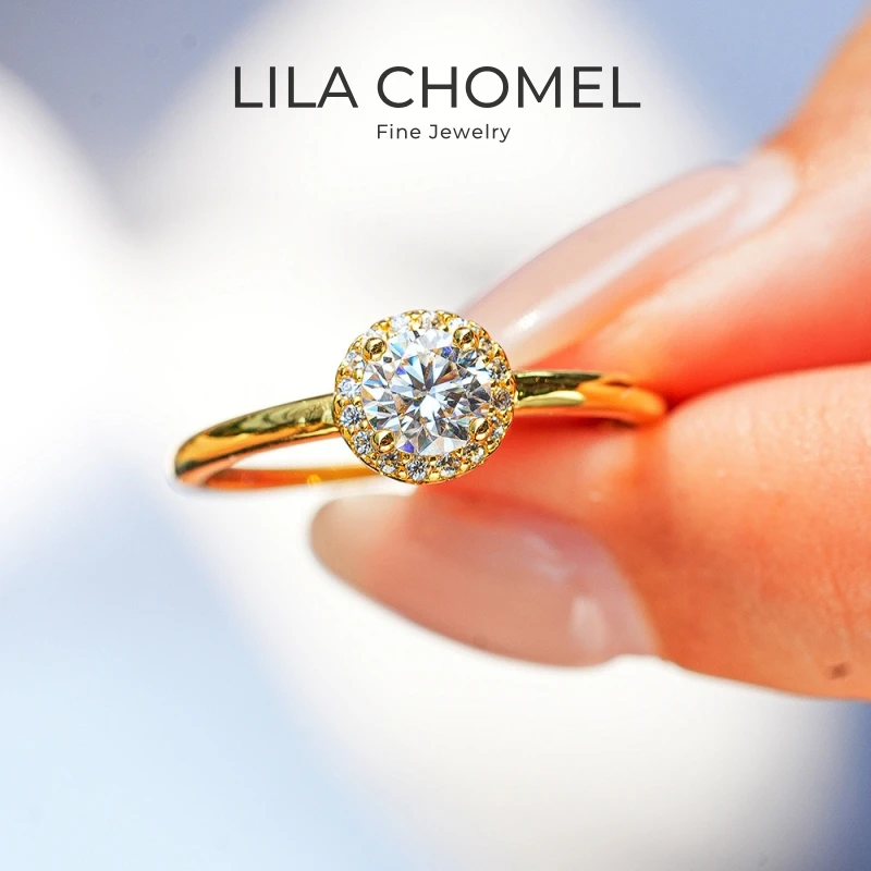 

Подарок на день рождения для девочек, 18-каратное золото, кольца на День святого Валентина, 0,5 карата, муассанит, бриллиант, женское обручальное кольцо, обручальное женское ювелирное изделие