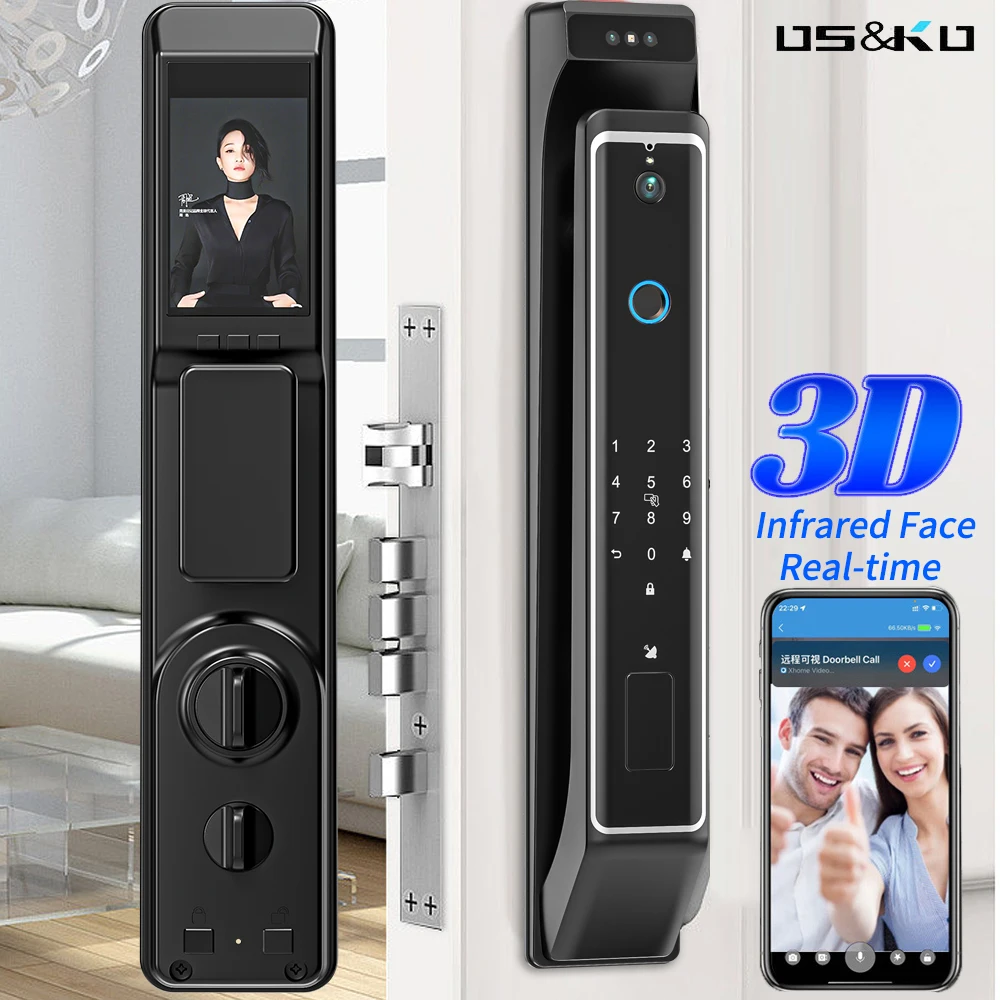 Face Recognition Smart Door Lock Cerradura De Puerta Inteligente Smartlock with Fingerprint Keypad Gatedoor Brass Doors Mortise