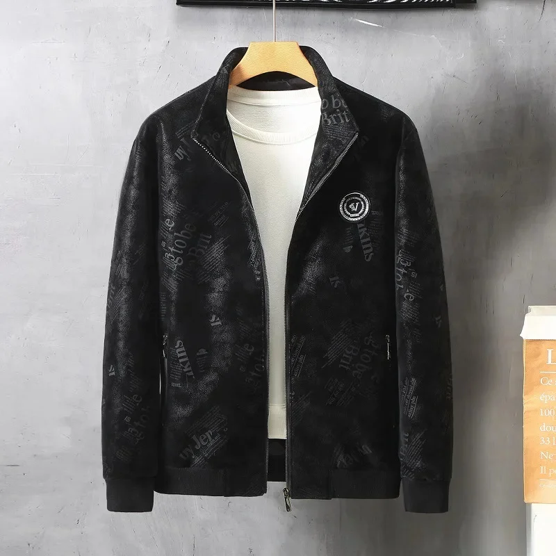 2023 Winter New Men Suede Leather Coat Fashion Large Size Motorcycle Jacket Lamb Wool Fur Outcoat Casual Versatile Outerwear