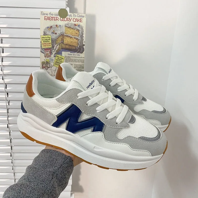 Scarpe da donna 2024 nuova primavera autunno Versatile per il tempo libero Ins Daddy White Net Sneaker Shoes Sapatos De Mujer