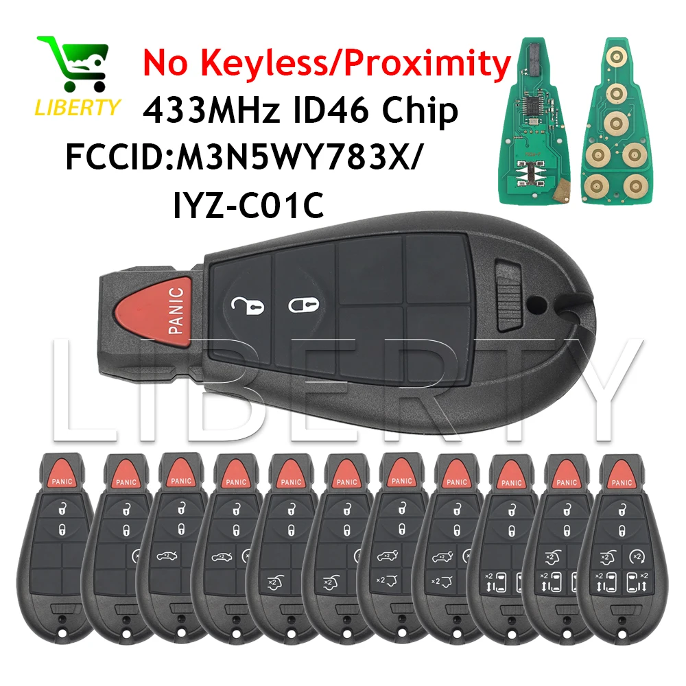 

20PCS Remote Car Key Fob 433Mhz FCC:M3N5WY783X For Chrysler 300C Voyager 2008-2010 Jeep Grand Cherokee for Dodge Caliber Journey