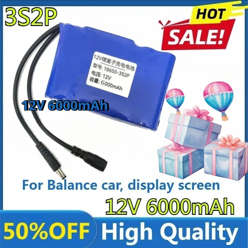 

New 3S2P High Quality Power Monitor BMS Intelligent Protection Board 12.6V 6000mAh 3S2P 18650 Lithium Ion Battery Pack