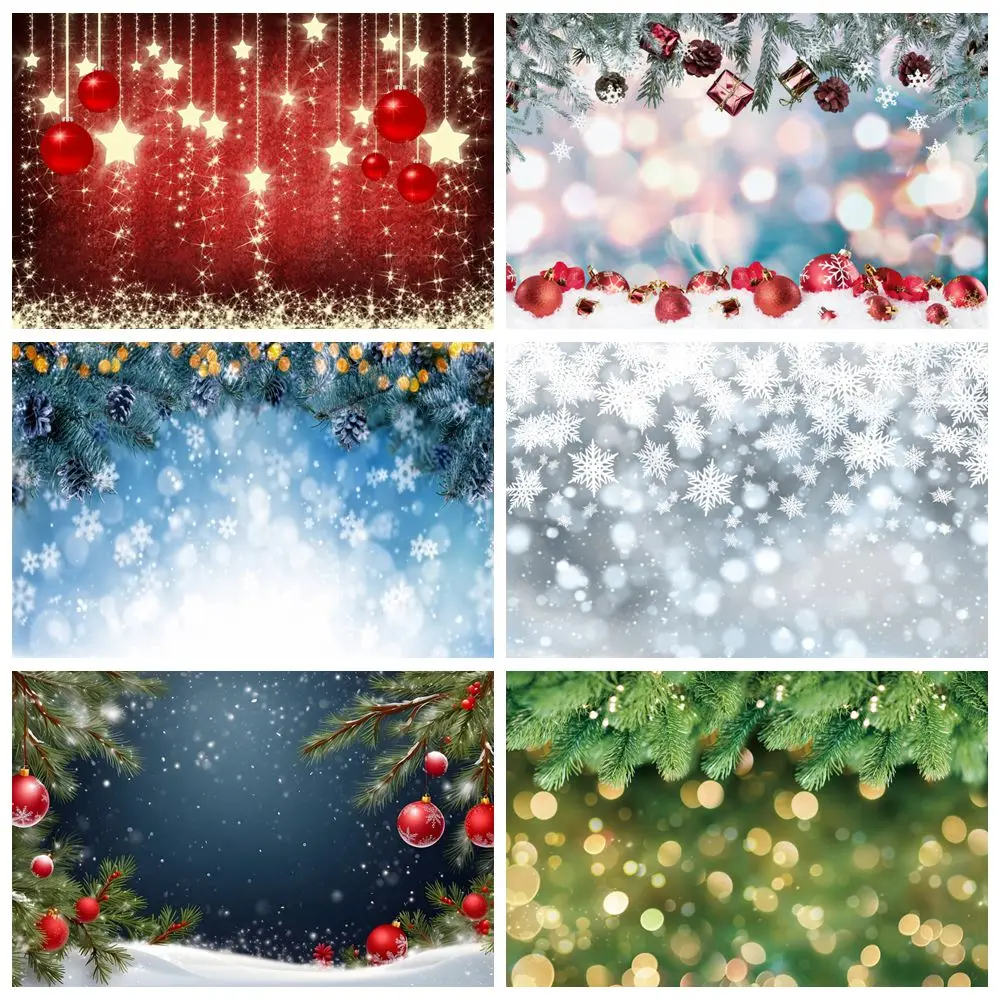 

Glitter Spots Snowflakes Backdrop Snow Holly leaves Winter Christmas Baby Kids Family Portrait Photography Background Wall Decor