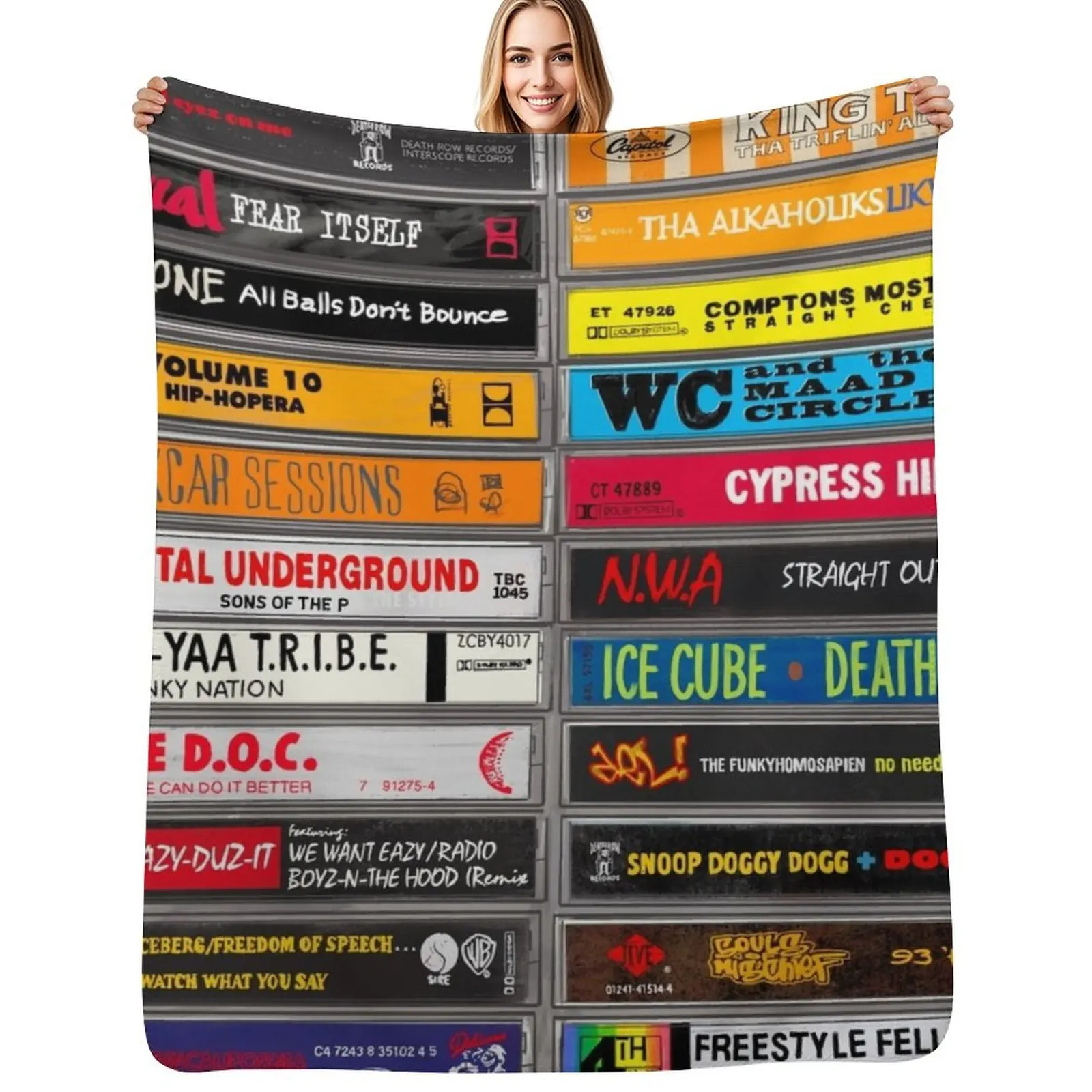 Classic 90s West Coast Hip-Hop tapes painting - 1323 Throw Blanket Sofa Quilt Sofas Bed linens Furrys Cute Camping Blankets