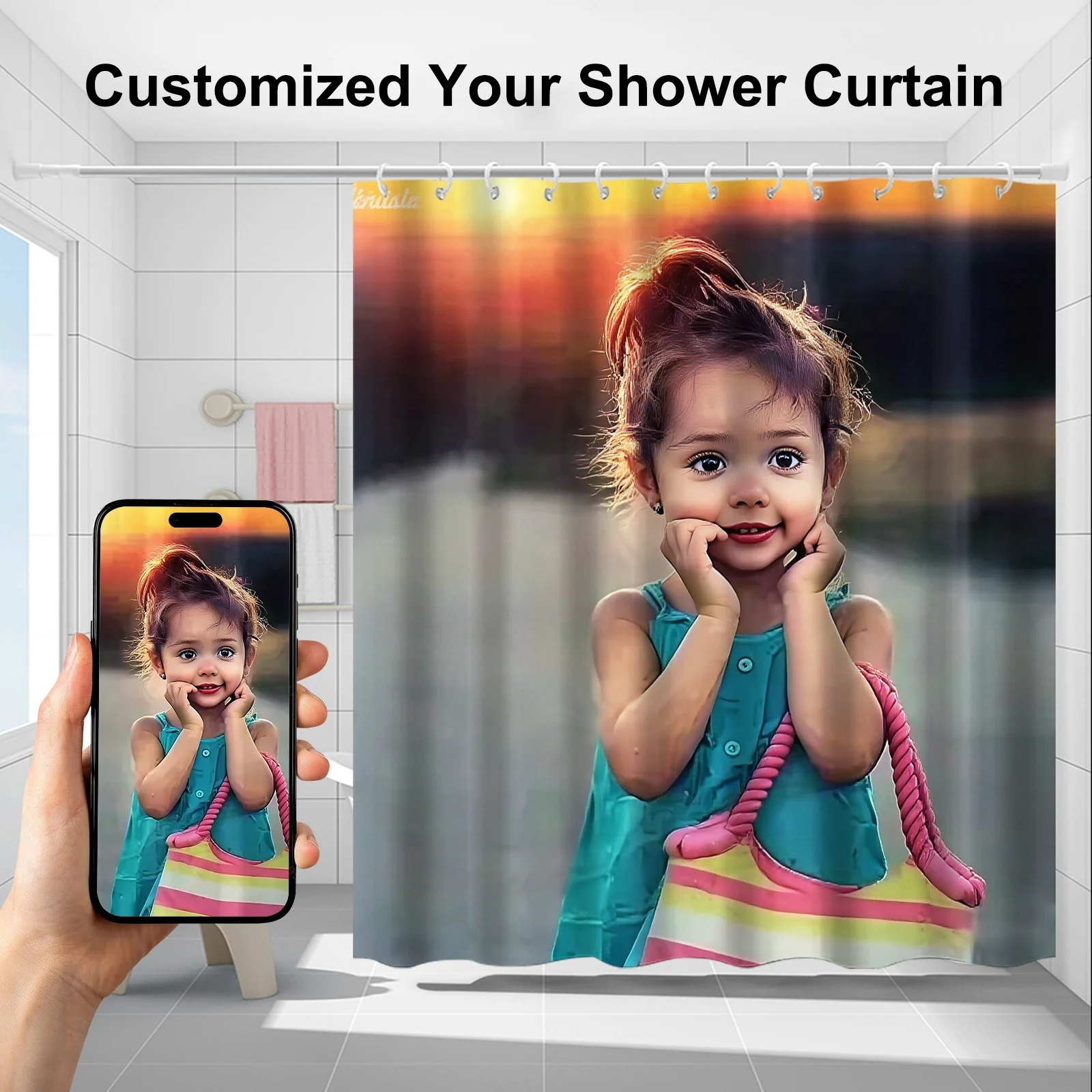 

Personalized Custom Shower Curtain Waterproof Fabric Bathroom Custom Photo Picture Bath Curtain With Hooks Customized Shower