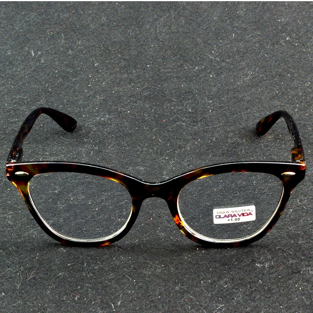 Elegant Brown Cat-Eye Reading Spectacles Fashionable Acetate Frame, Anti-Reflective Coating, +0.75 to +4 Available