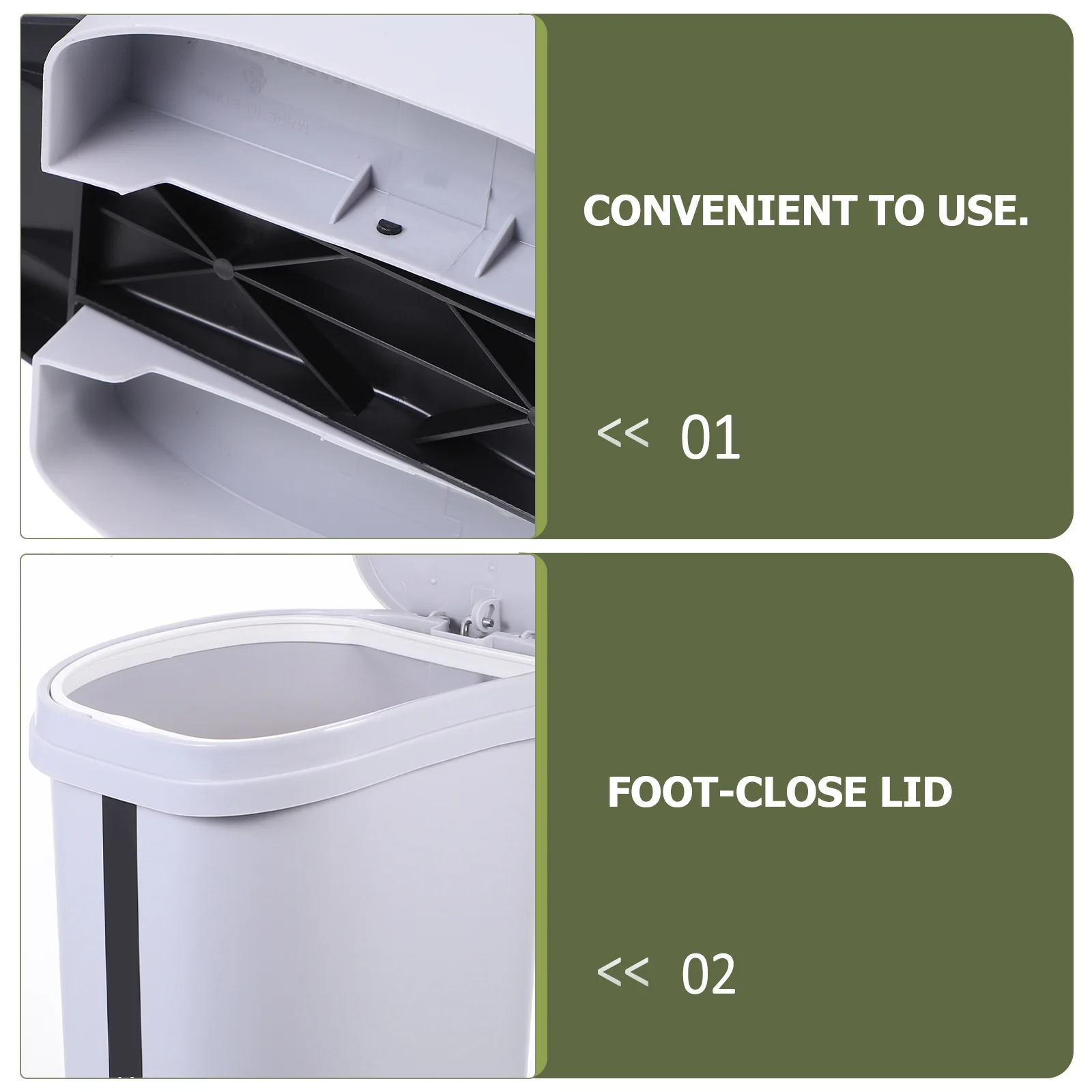 Cubo de basura con paso de 10L, contenedor de basura para baño con tapa, diseño de sellado, cesta de basura de plástico para cocina y sala de estar