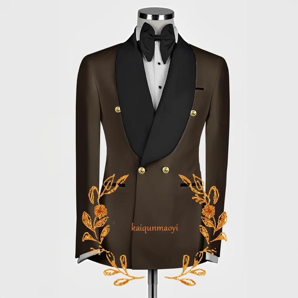 Men's Double Breasted Suit Wedding Groom Tuxedo 2 Piece Suit Formal High Quality Jacket Pants Custom Elegant Suit