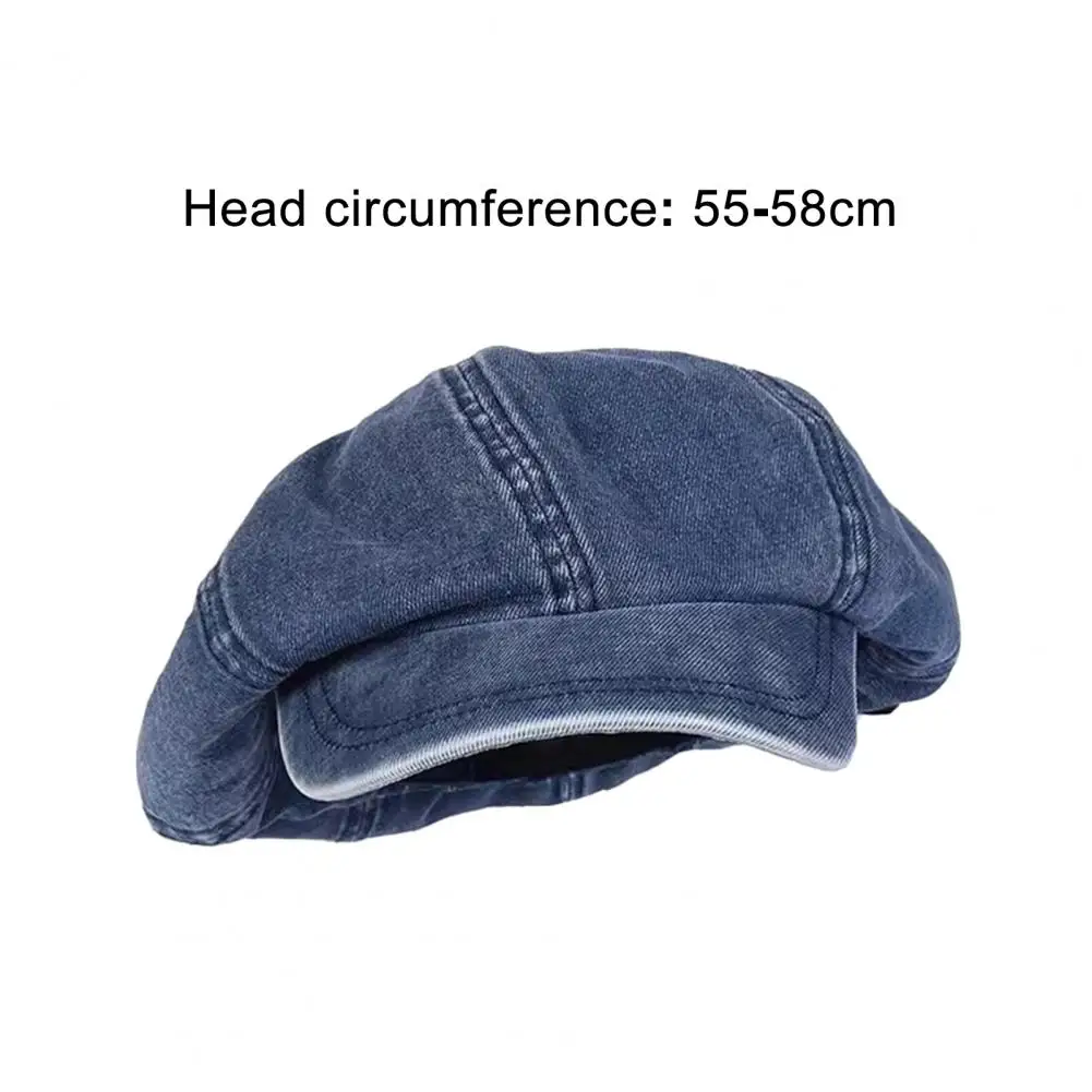 NEW Autumn hats for women Washed denim fabric octagonal hat 2023 fashionable and versatile artistic painter hat newsboy cap