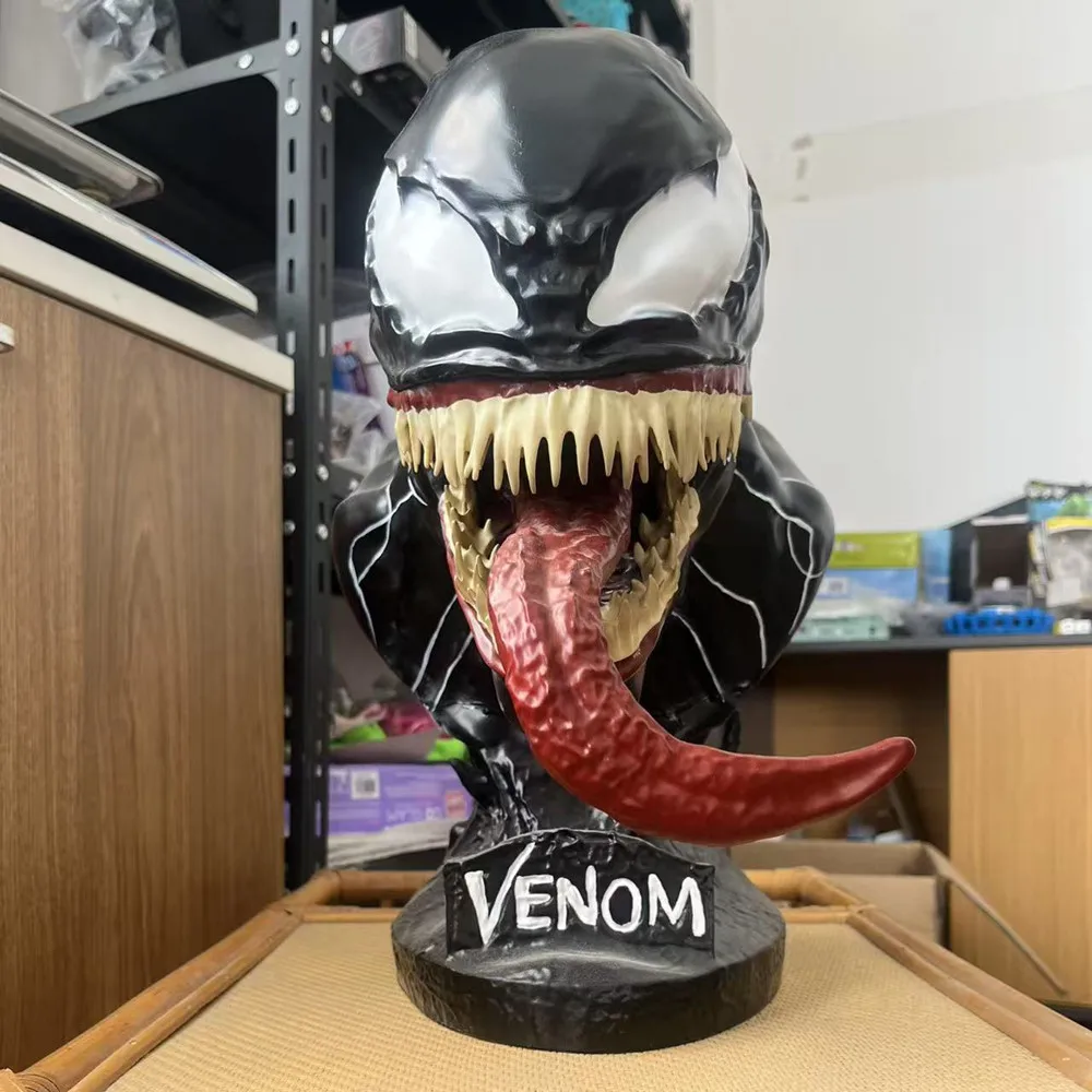 18-38 ซม.Marvel Venom รูปหน้าอกงานฝีมือเรซิ่น Venom Figurine Collection ตกแต่ง Tabletop จอแสดงผลของเล่น Figurine xmas ของขวัญ