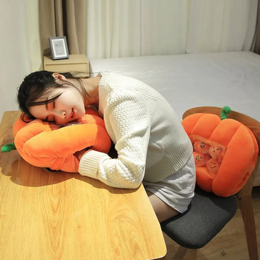 

Visible Pumpkin Pillow Cartoon Halloween Stuffed Hugging Sleep Pillow Soft Decoration Gift for Home Room Cozy Pumpkin Decoration