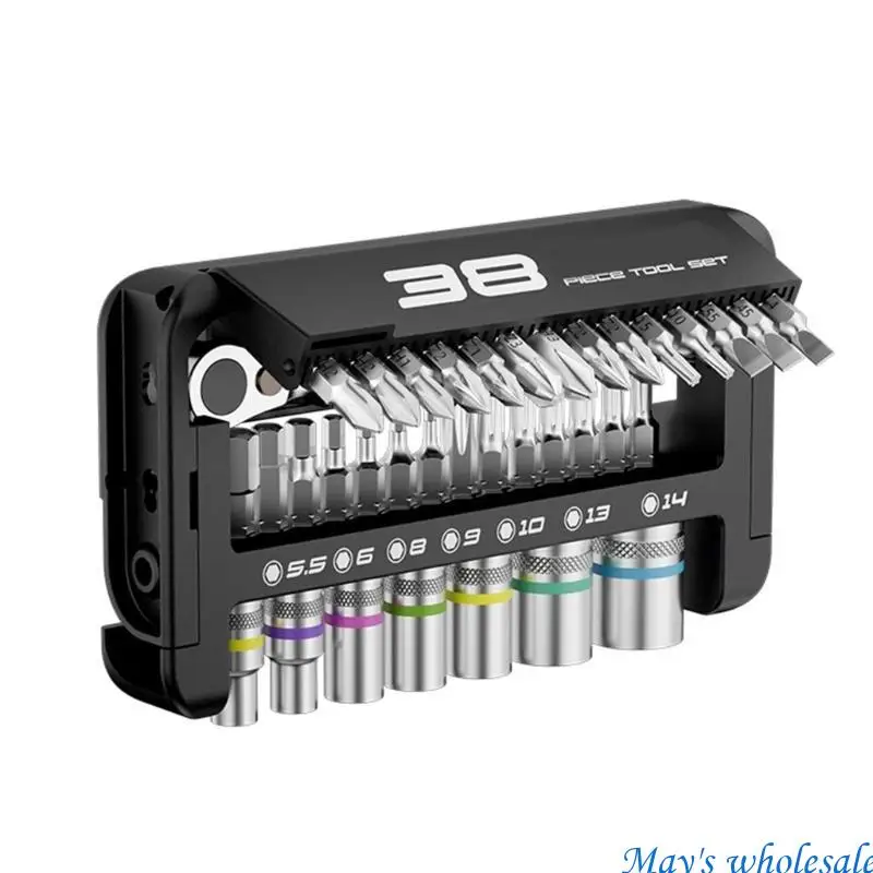 Versatile 38 in 1 Socket Wrench Set Screwdriver with Feature Case 448A