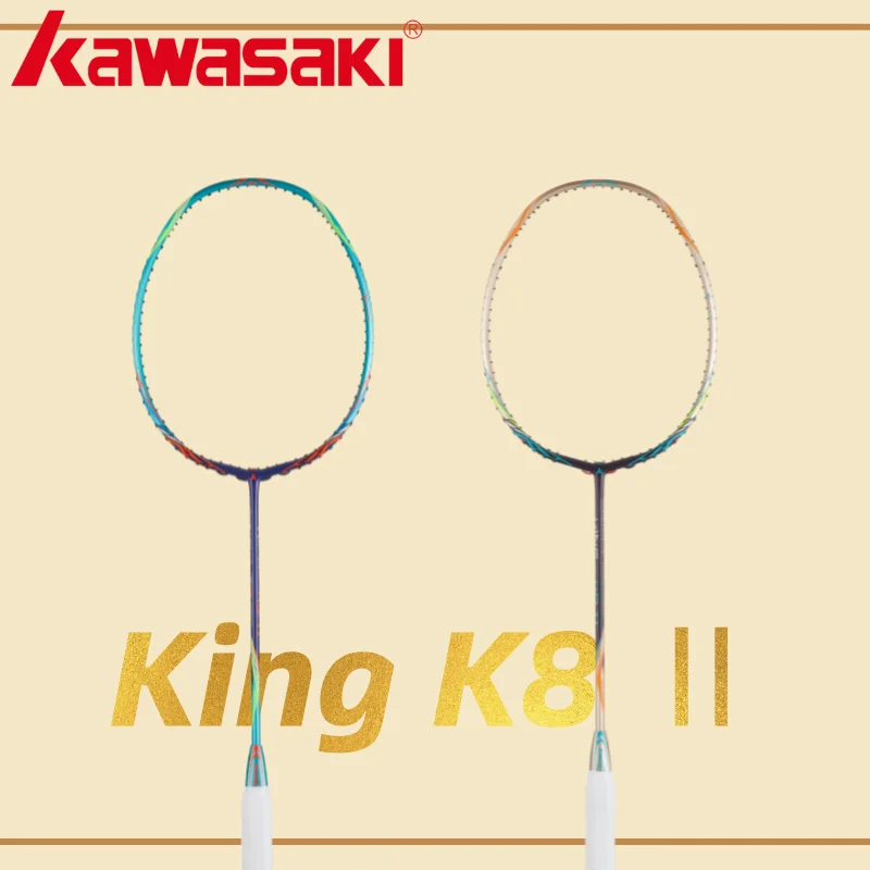 Kawasaki raquete de badminton tipo ataque raquete t cabeça fullerene fibra carbono para jogadores profissionais king k8 ii