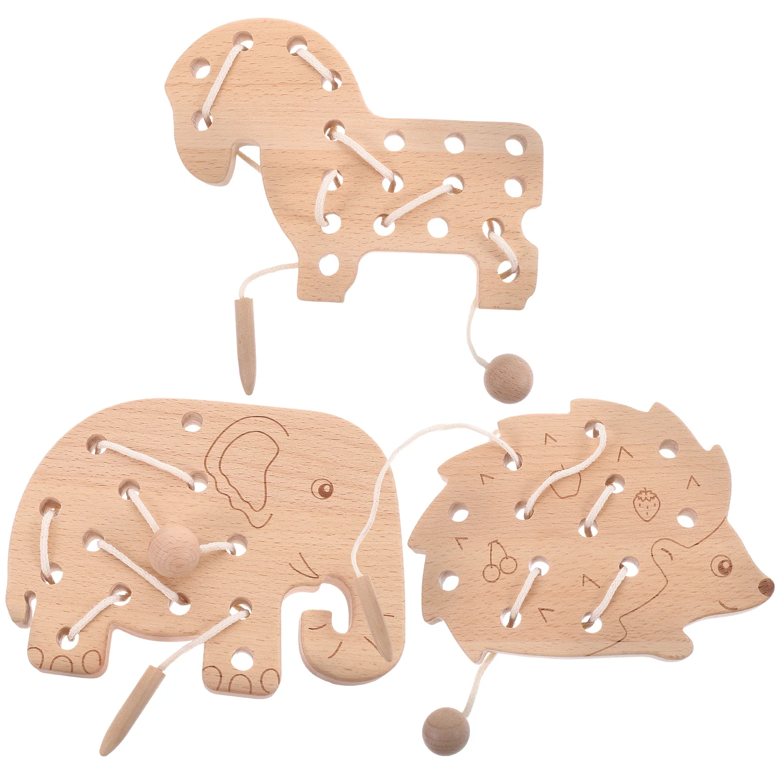 

Wooden Children's String Game Toy Threading Board Cartoon Lacing Kids Educational Animal Toys for Toddler Puzzle