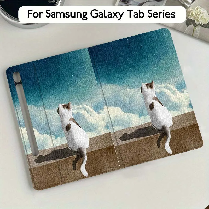 

Scenery Cat Sea For Samsung Galaxy Tab S10 S9 S8 S7 FE Lite Soft Flexible Support Tablet Case Gift