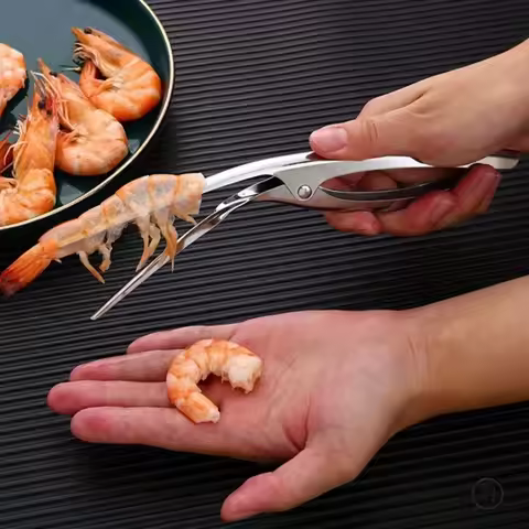 Stainless Steel Shrimp Deveined Device - Ergonomic Fishbone Design，Easy Shell Removal，Kitchen Seafood Preparation Gadget