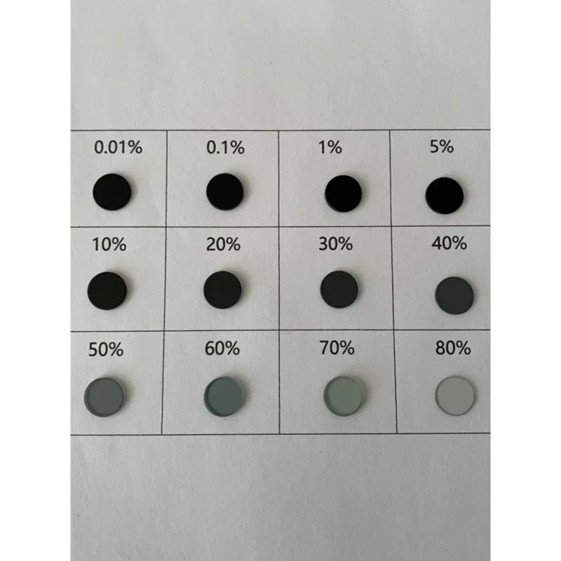 Diminuator Neutral Gray Glass Diameter 12.5mm 12 Kinds of Transmittance Optical Instruments