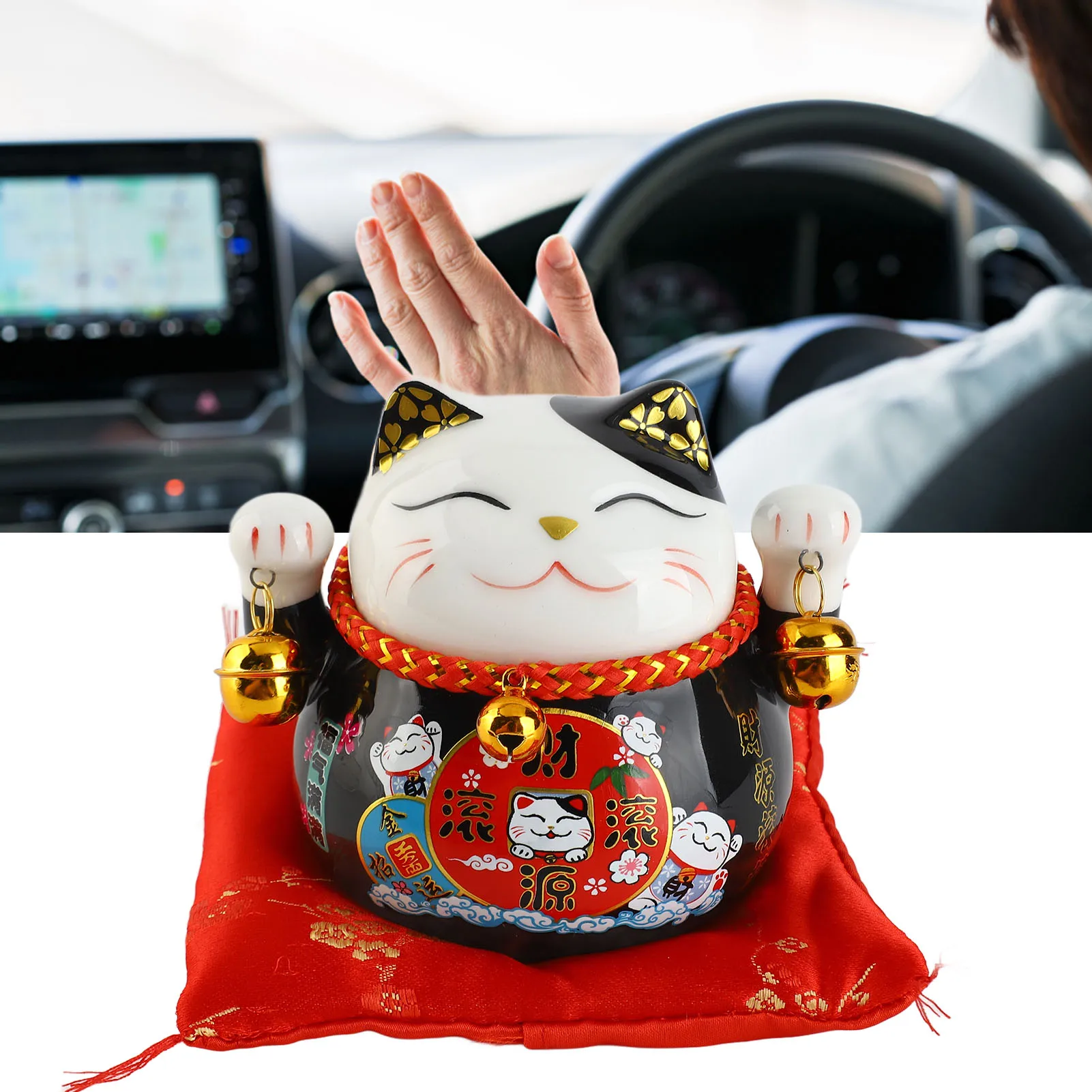 بنك العملات المعدنية Lucky Cat مقاس 4.5 بوصة رائع ولطيف جلب الحظ ورغبة جيدة من السيراميك على شكل قطة الحظ لتزيين المكتب #3