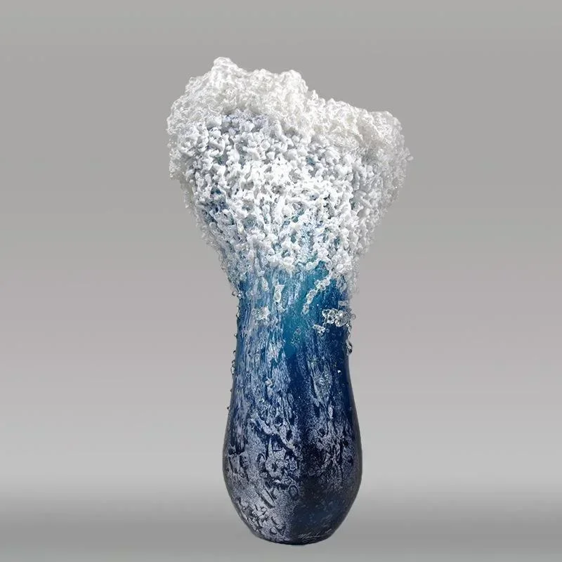 Florero Ola Marina de Resina – Decoración Oceánica Azul - imagen 5
