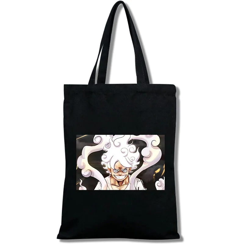 One Piece Luffy Canvas Shoulder Bags Anime Peripherals Large Capacity Storage Bag Gear Fifth: Sun God Nika Folding Shopping Bag