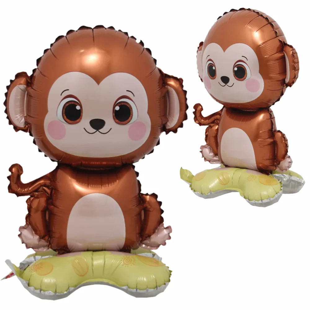 

2Pcs 4D Animal Base Monkey Balloons Baby Shower Ball Monkey Foil Balloons Monkey Birthday Party Baby Shower Decoration Kids Toys