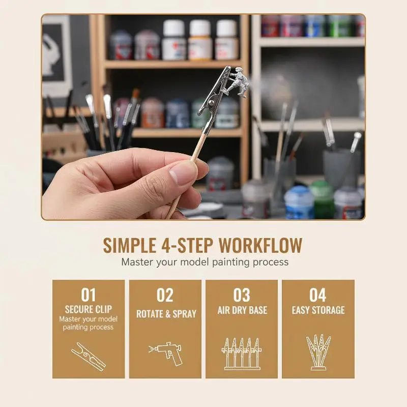 50Pcs Wood And Metal Detachable Painting Stand Alligator Clamp DIY Craft Model Painting Tools Crocodile Clip
