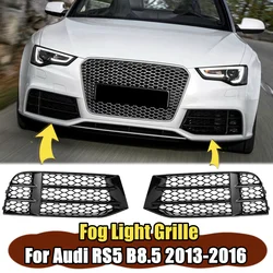 Glossy Black Car Front Bumper Fog Light Lamp Grille Grill Cover Mesh Honeycomb For Audi A5 S5 RS5 B8.5 2013 2014 2015 2016