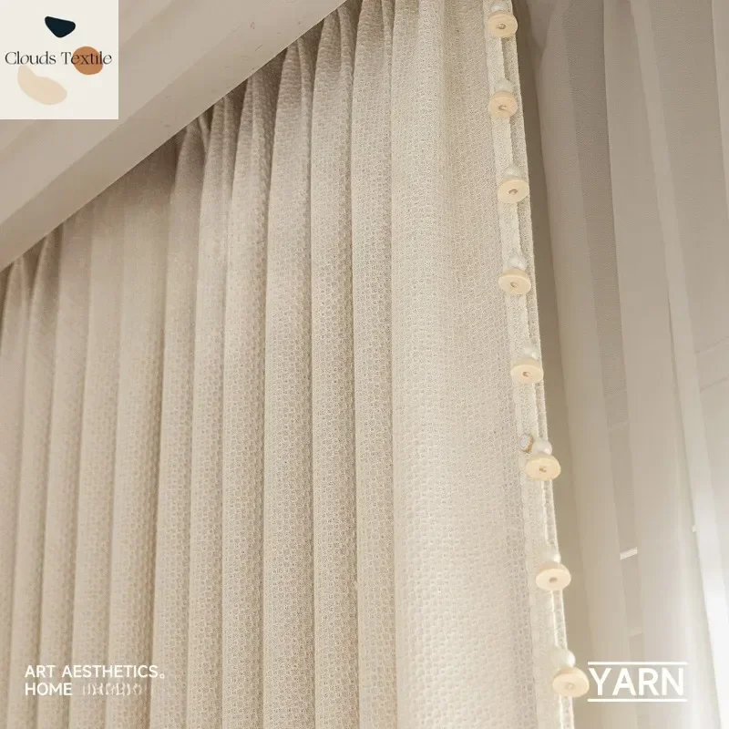 

Custom Size！！European Voilage Thickened Linen Window Fashion Elegant Thick Curtains for Living Dining Room Bedroom Decor Window
