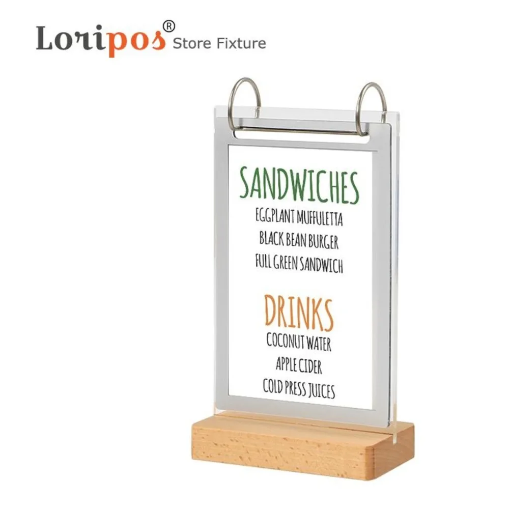 2pcs A5 279*168mm Acrylic Restaurant Table Menu Sign Holder Display Stand with Poster Menu Paper Frame