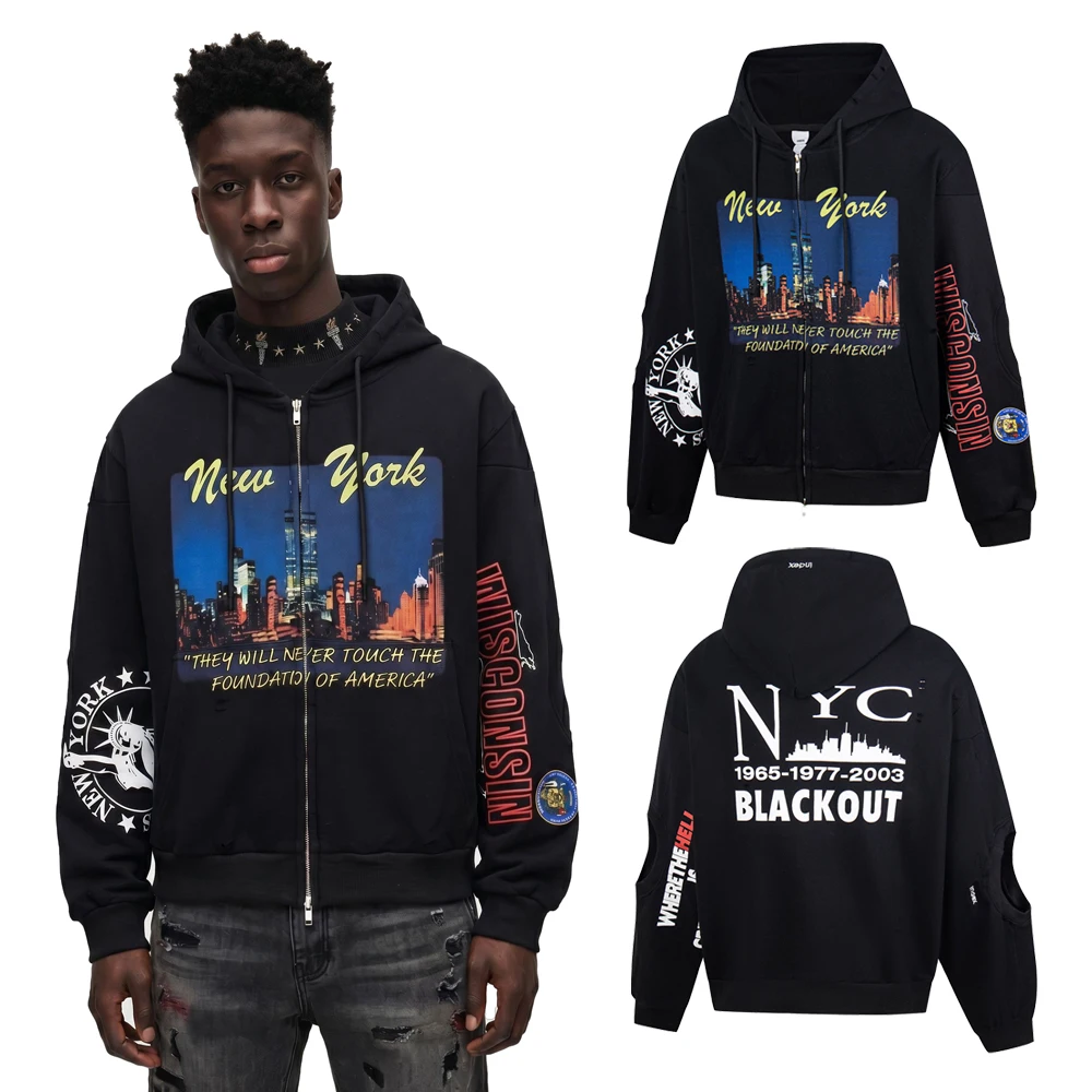 

Streetwear Clothing Street Art Graphic Hoodies Heavy Weigth Cotton Hiphop Street Style Casual Vintage Zipper Hoodies Sweatshirts
