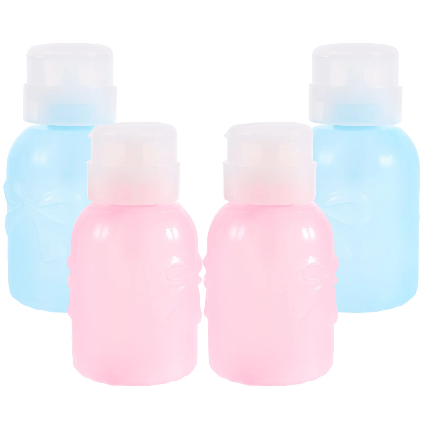 

4pcs Nail Remover Bottles Portable Pump Dispensers Push Down Liquid Bottle For Nail Polish Remover Makeup Travel Mini Powder