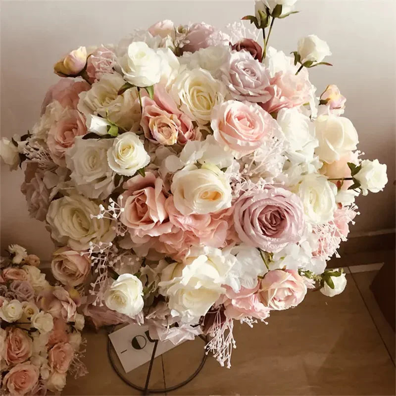 Babysbreath pure white rose Artificial Flower ball centerpiece for wedding decorations silk flower ball