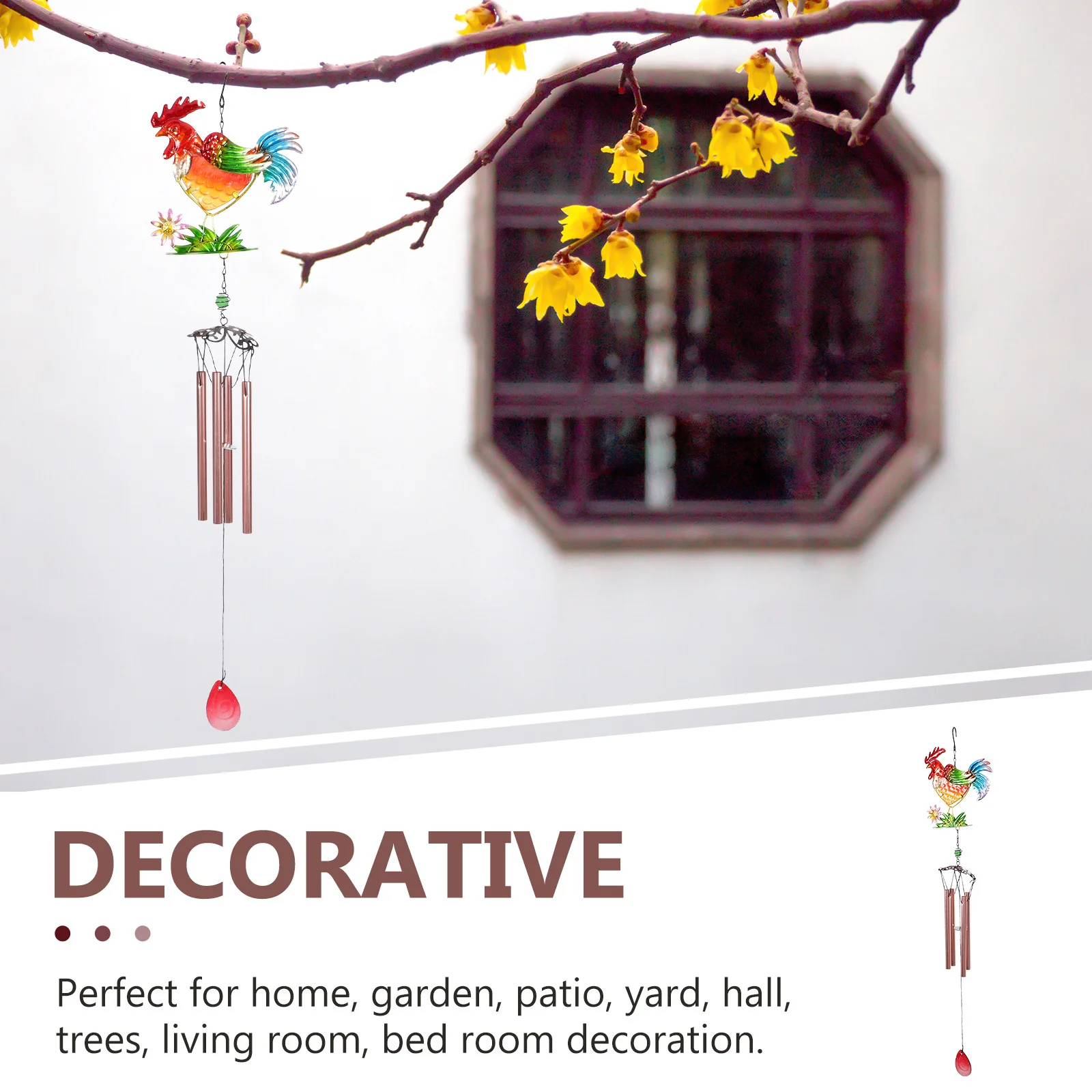 

Iron Rooster Wind Chime Assorted Color Decorative Metal Hanging Wind-Bell Garden Home Decoration Clear Sound Outdoors
