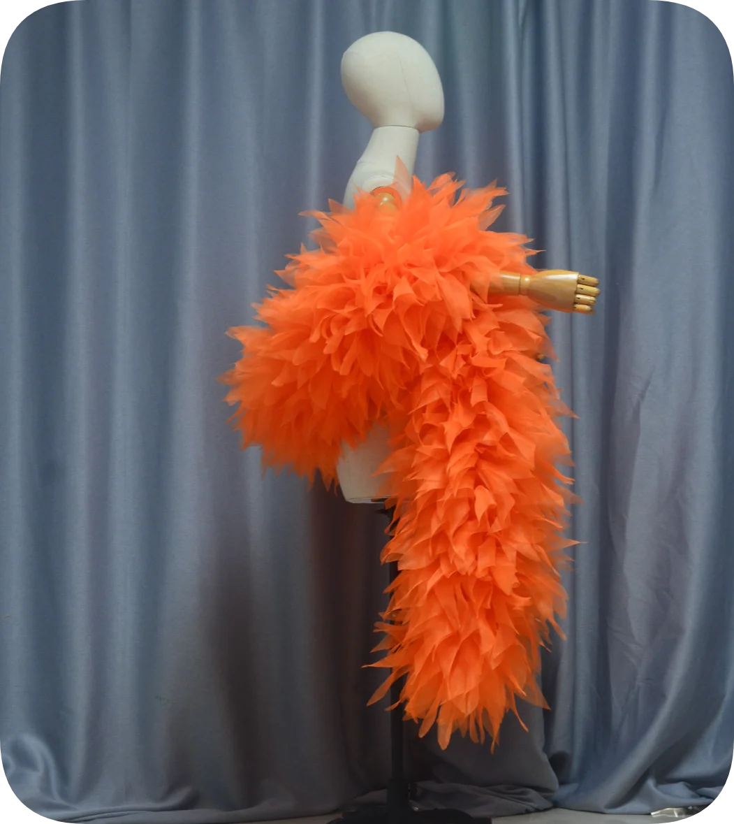 Fashion Stage party Club bridal orange organza Boa Ruffle shawl wrap Custom color wedding accessories cape Drag Queen boa