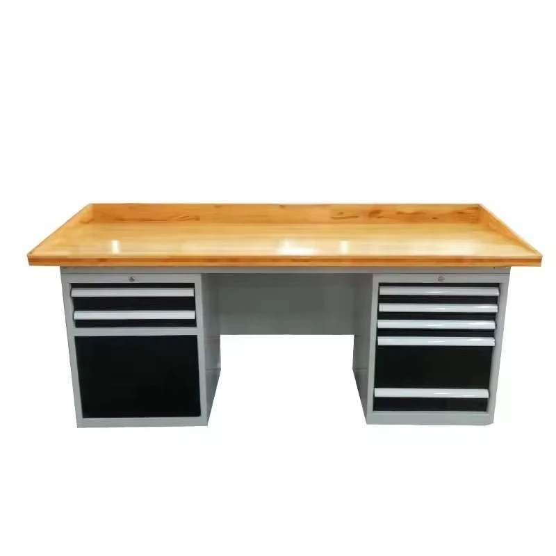 Industrial Heavy-Duty Workbenches  Workshop Storage Accessories Portable Rolling  Featuring  Two Pedestals with Drawer