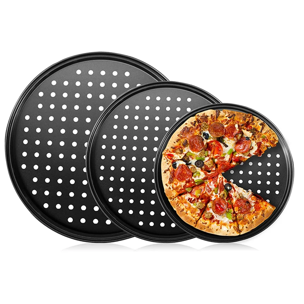 J1UL1N Pizza Tray Punching Baking Tray Non-Stick With Hole Pizza Mold Barbecue Tray Baking Mold Round Baking Tray
