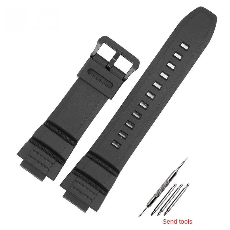 Silicone Watch Strap Suitable For MCW-100H 110H W-S220 Series Convex Interface Rubber Watch Strap 16mm